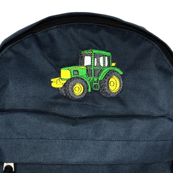 Kindergartenrucksack dunkelblau mit Traktor und Namen "Tobias" bestickt -sofort lieferbar-